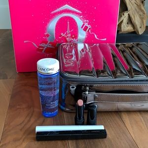 Lancôme train case, mascara, bi-facil & lipstick